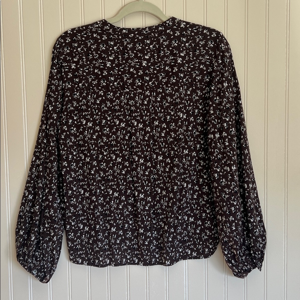 Madewell Women’s V-Neck Long Sleeve Top Dark Caron Size Medium - Picture 8 of 12